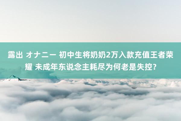 露出 オナニー 初中生将奶奶2万入款充值王者荣耀 未成年东说念主耗尽为何老是失控？