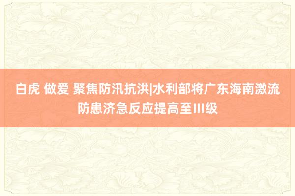 白虎 做爱 聚焦防汛抗洪|水利部将广东海南激流防患济急反应提高至Ⅲ级