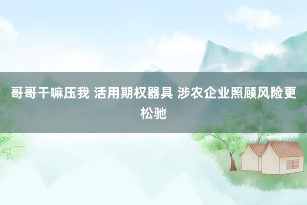 哥哥干嘛压我 活用期权器具 涉农企业照顾风险更松驰