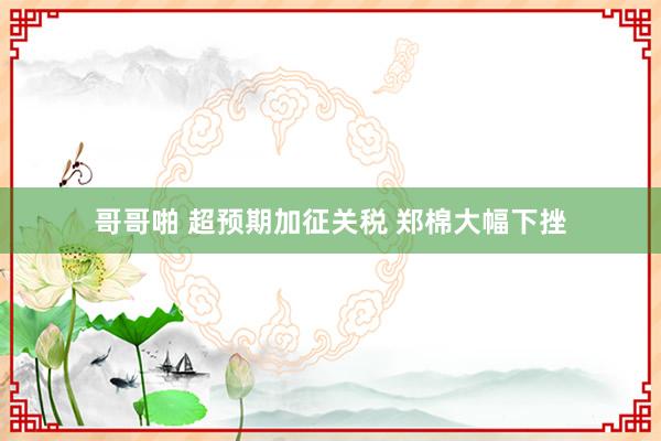 哥哥啪 超预期加征关税 郑棉大幅下挫